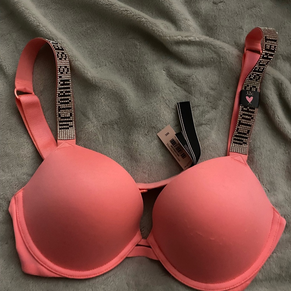 Victoria's Secret Coral Bra with Embellished Straps